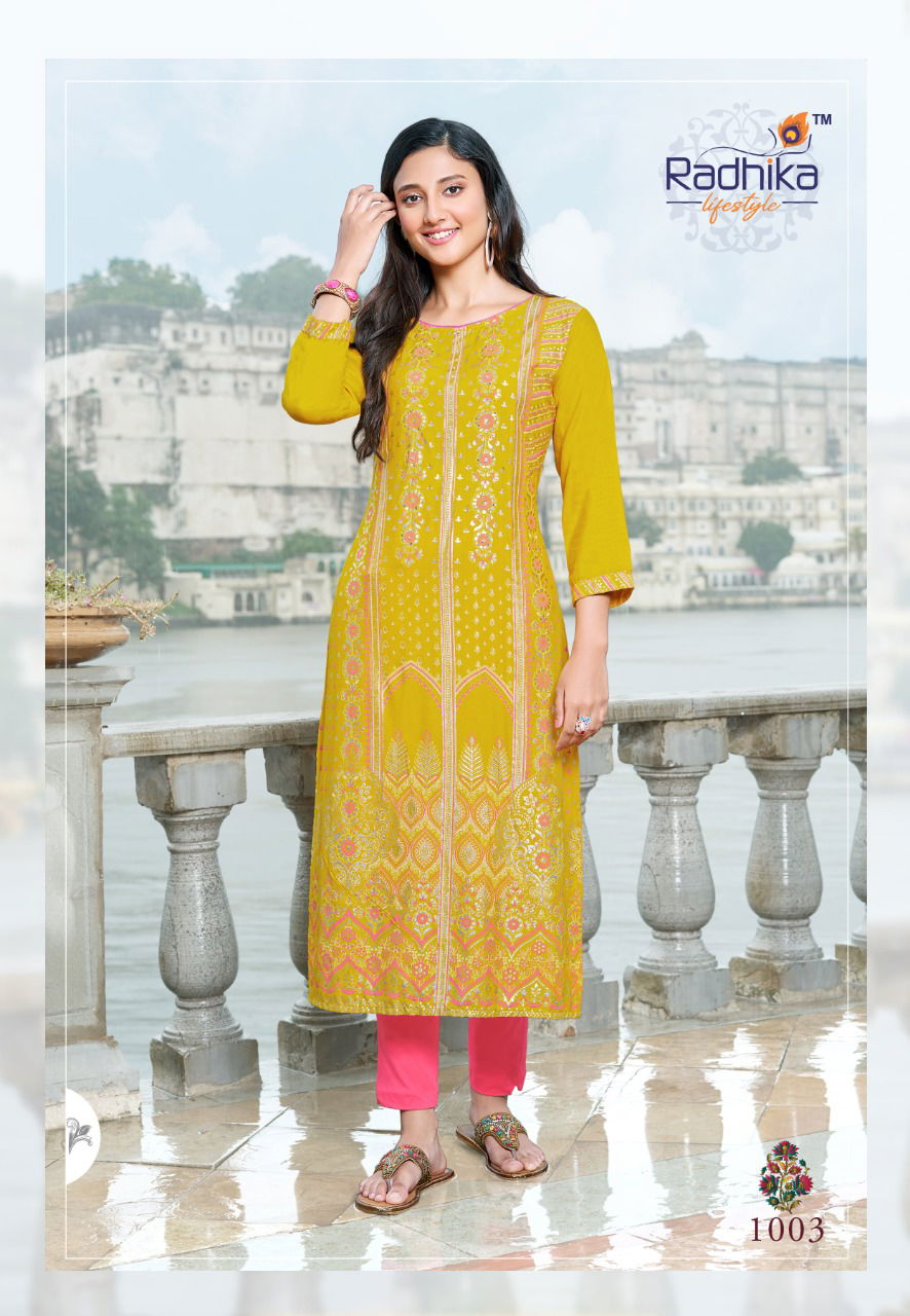 Radhika Flamingo 1 Wholesale Kurti With Pant Collection
